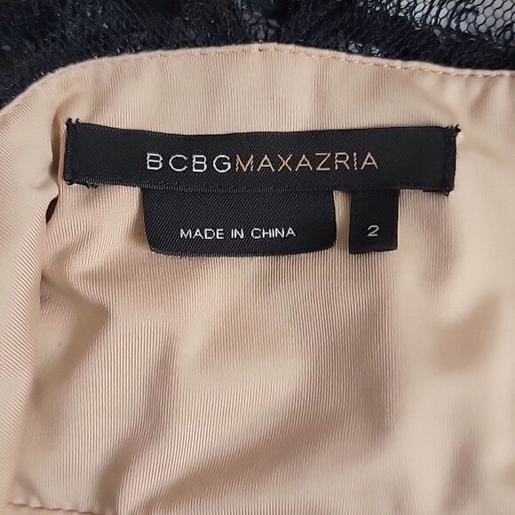 BCBGMAXAZRIA sleeveless scalloped lace trim silk midi dress Women's Size 2 - Picture 10 of 14